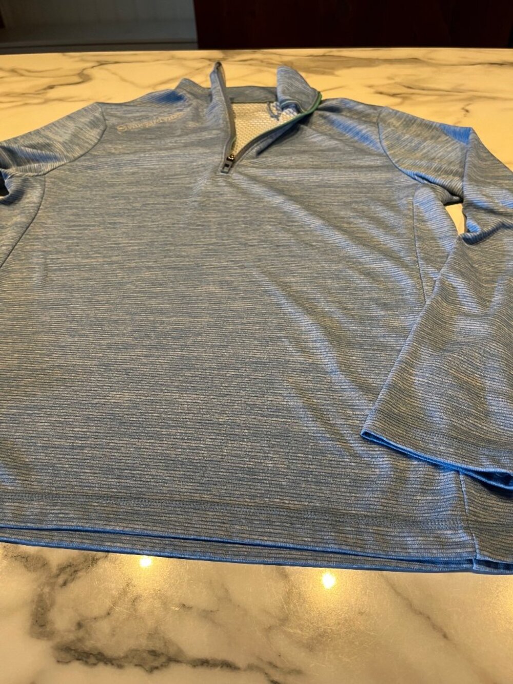 Vineyard Vines Sankaty Performance 1/4 Zip Pullover Heathered Blue - Men's Small - Picture 2 of 10